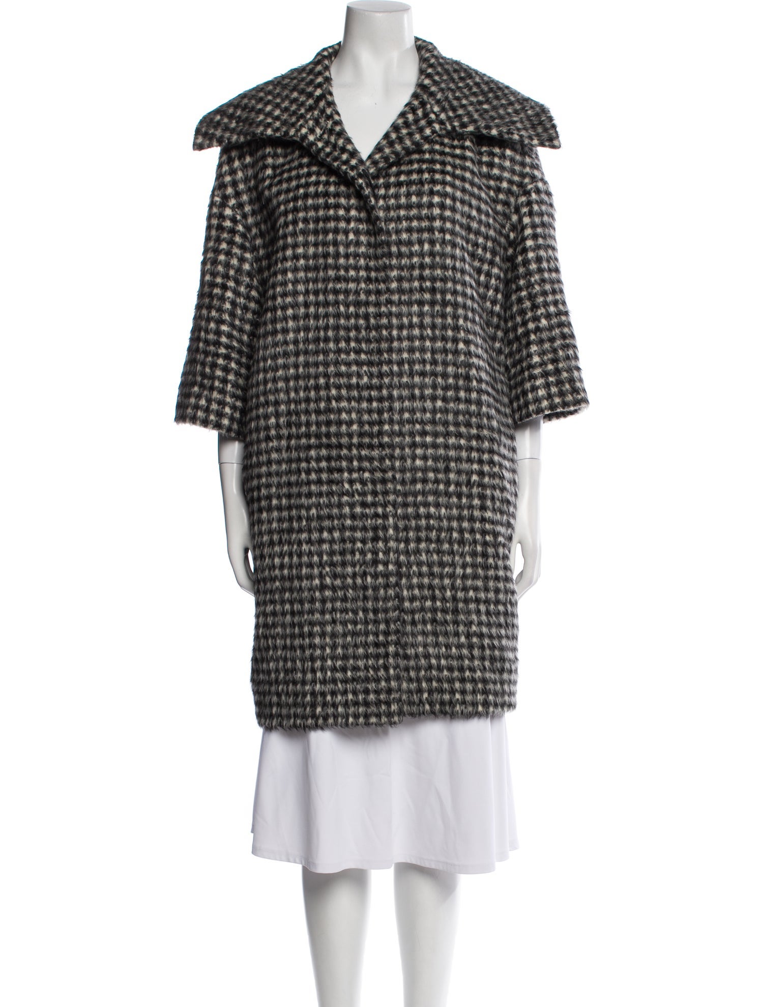 Max Mara Studio Alpaca Houndstooth Print Coat