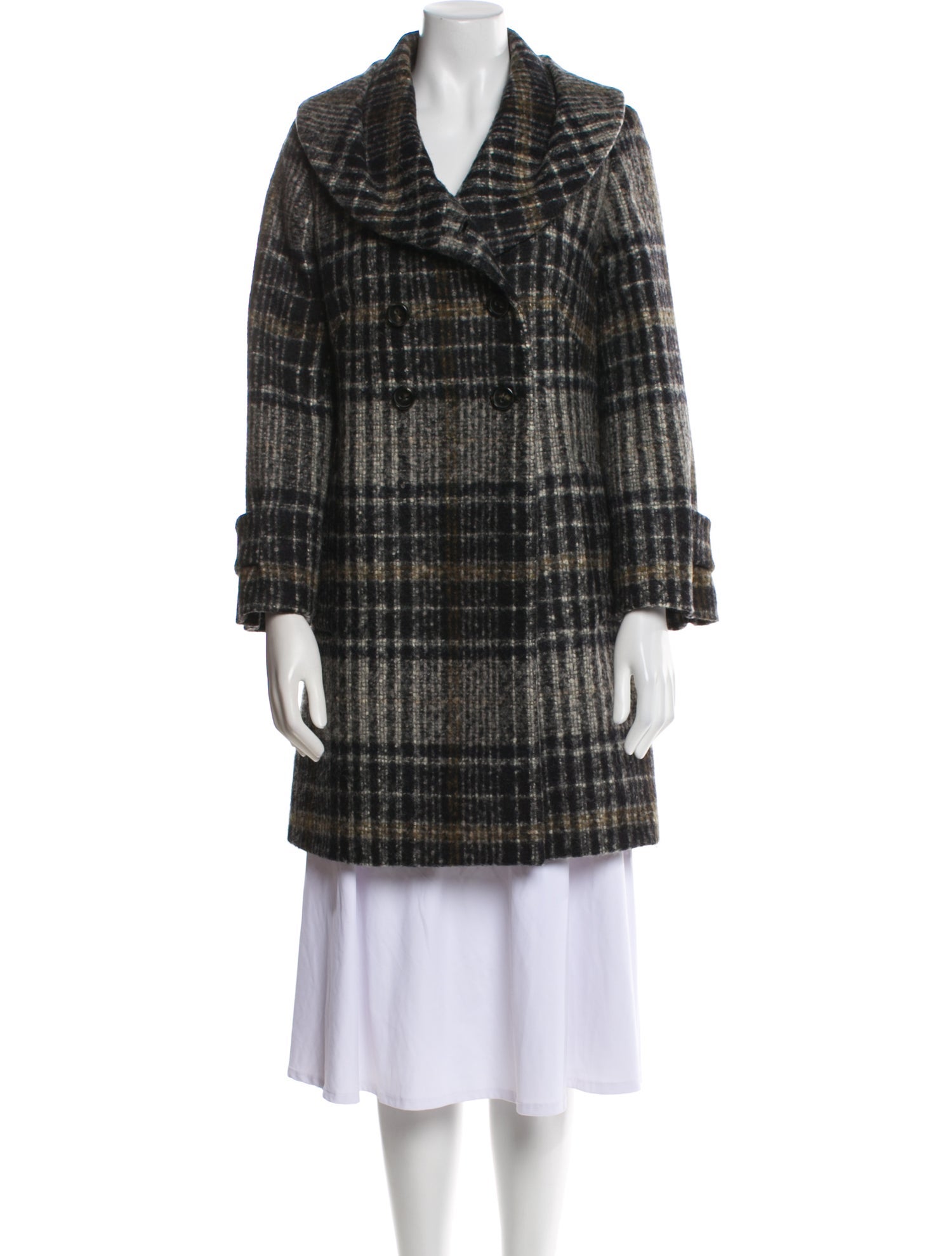 Max Mara Studio Virgin Wool Plaid Print Jacket
