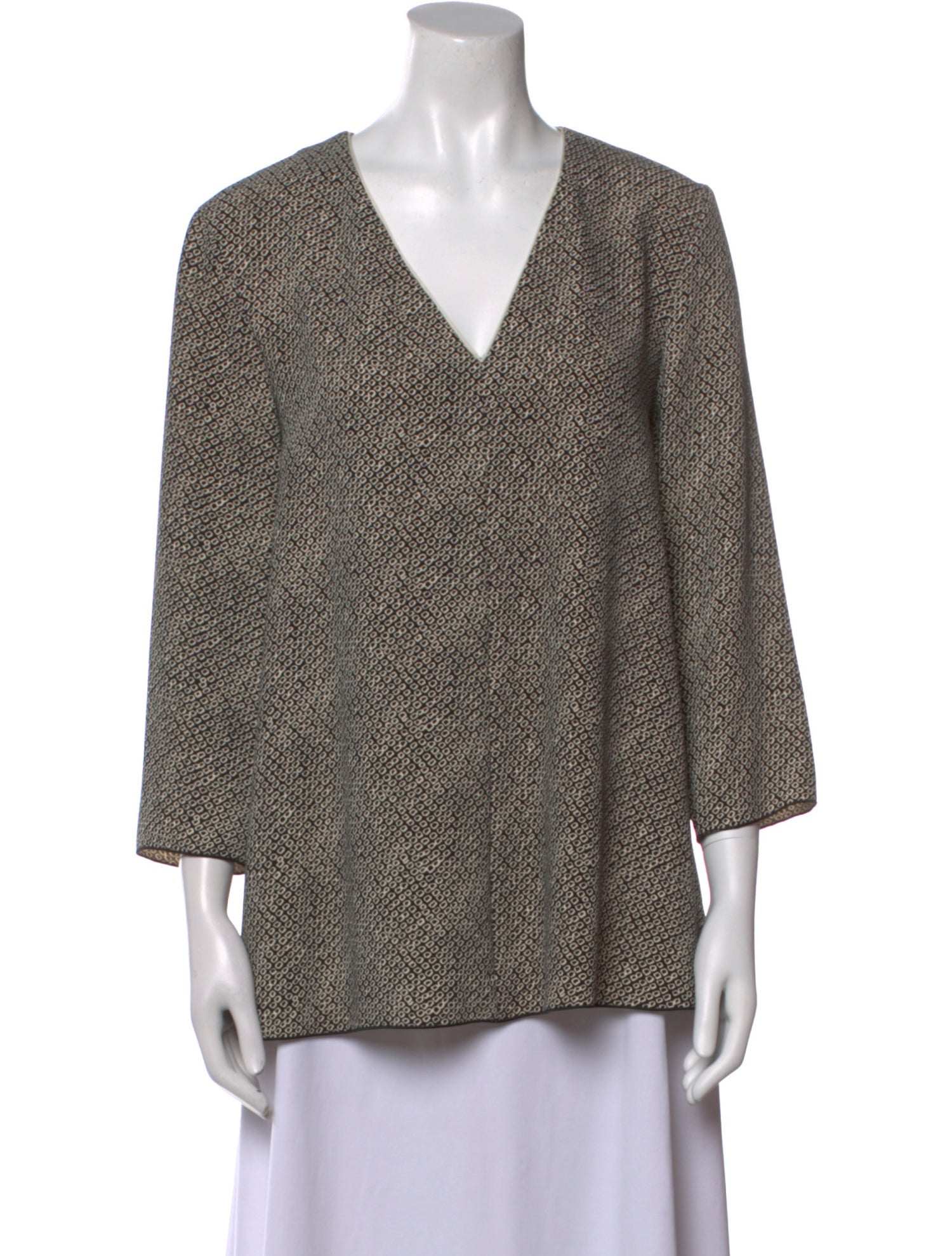 Max Mara Studio Printed V-Neck Blouse