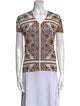 Max Mara Studio Printed V-Neck Top