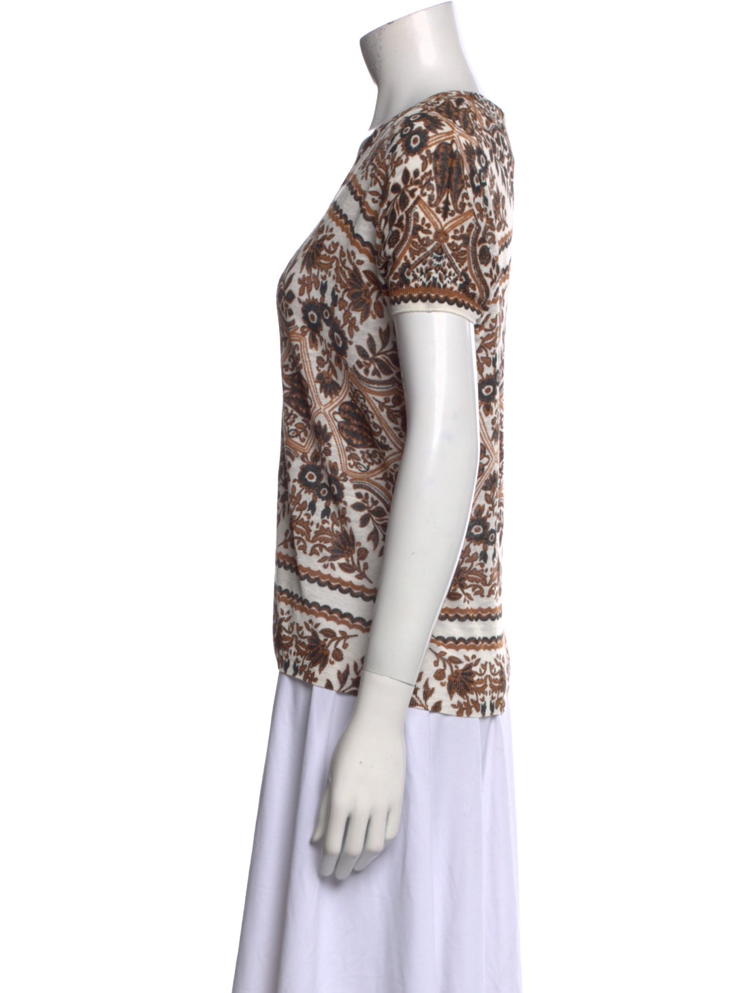 Max Mara Studio Printed V-Neck Top