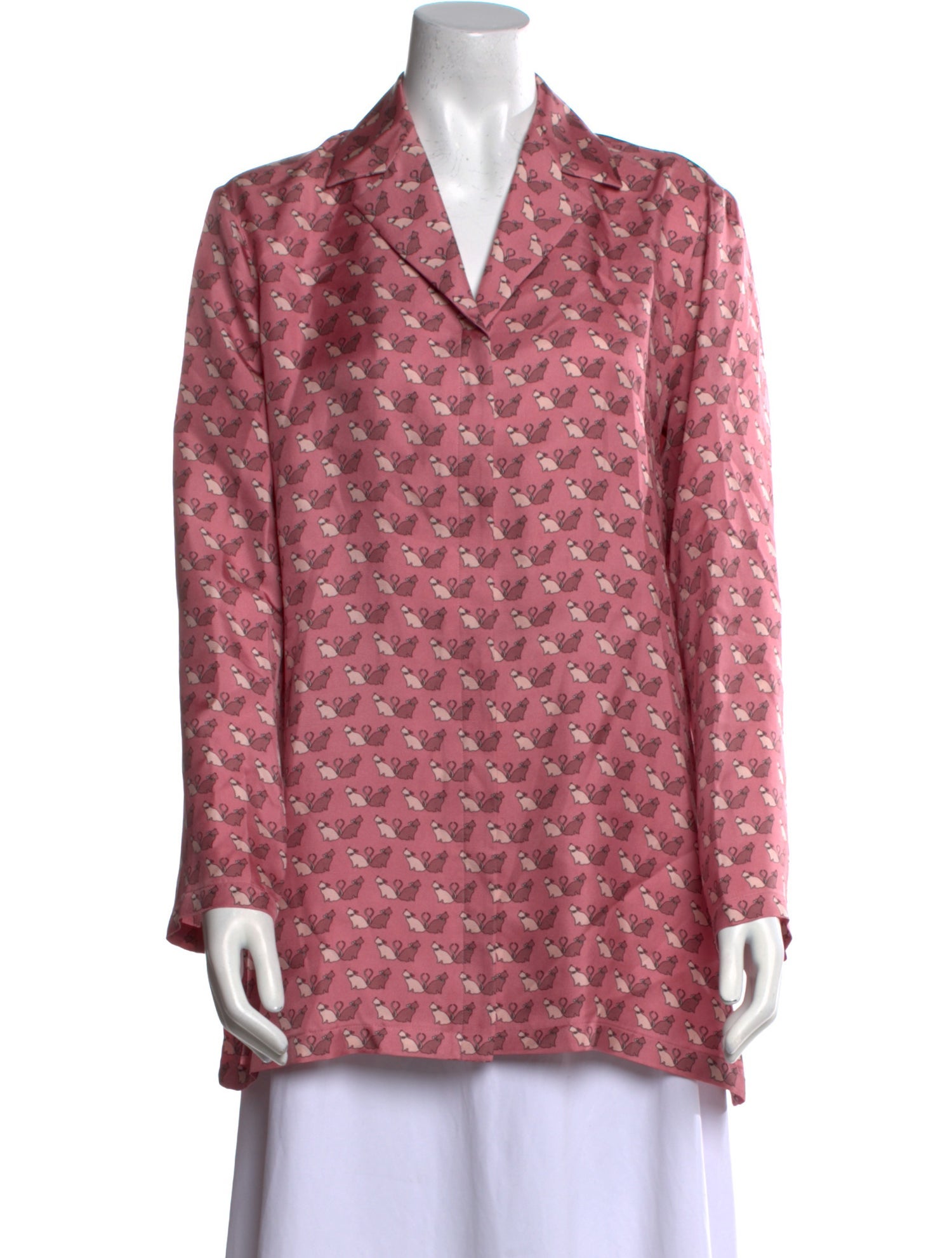Max Mara Studio Silk Printed Button-Up Top