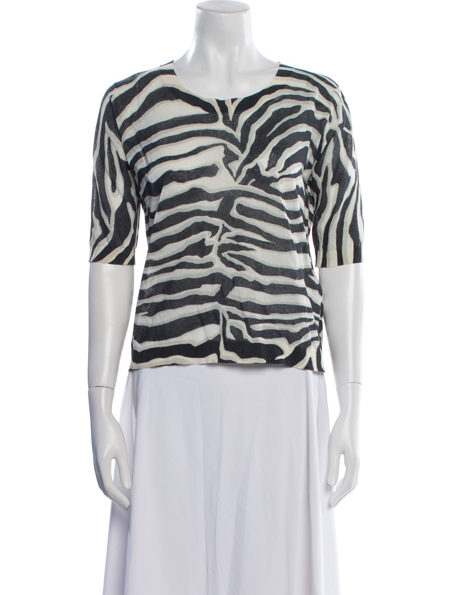 Max Mara Studio Animal Print Bateau Neckline Top w/ Tags