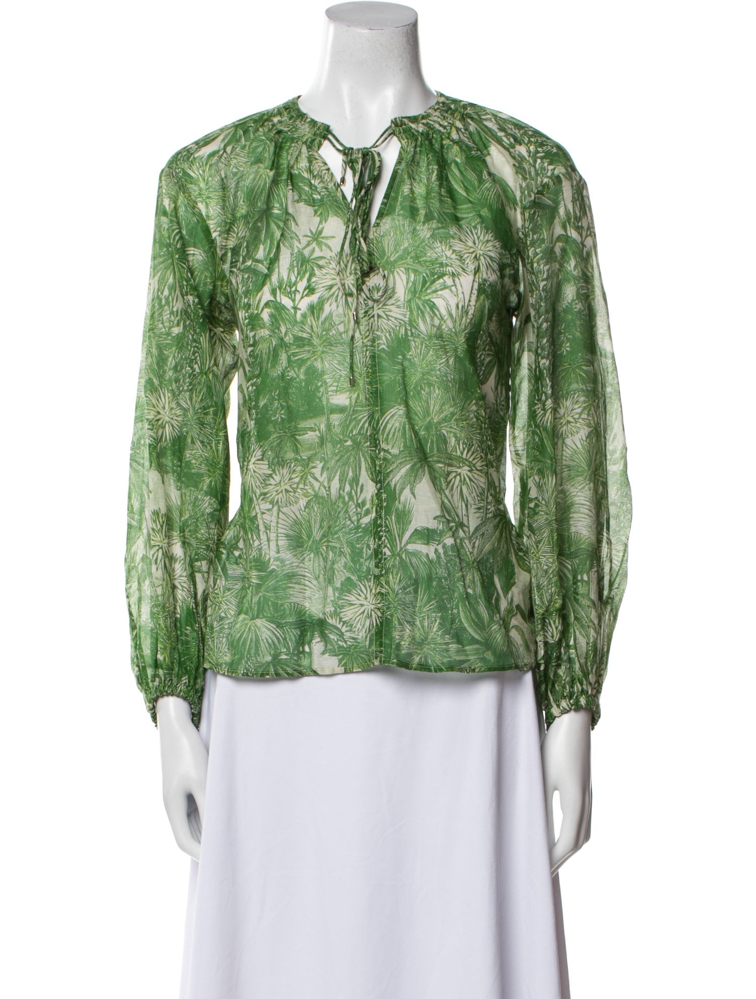 Max Mara Studio Printed Tie Neck Blouse