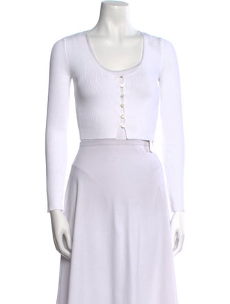 Max Mara Studio Scoop Neck Long Sleeve Crop Top