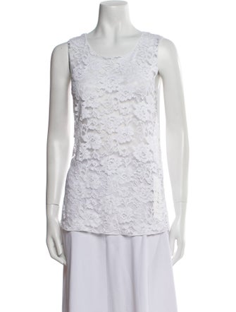 Max Mara Studio Lace Pattern Scoop Neck Top