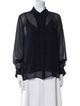 Max Mara Studio Silk Long Sleeve Button-Up Top