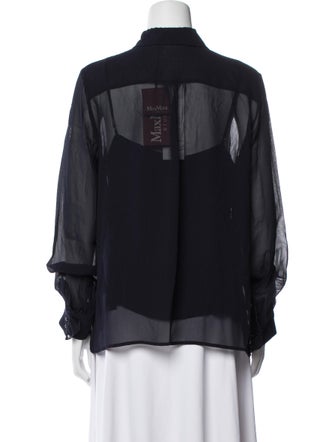 Max Mara Studio Silk Long Sleeve Button-Up Top