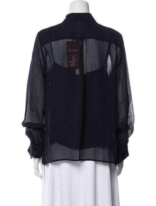 Max Mara Studio Silk Long Sleeve Button-Up Top