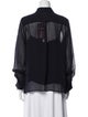 Max Mara Studio Silk Long Sleeve Button-Up Top