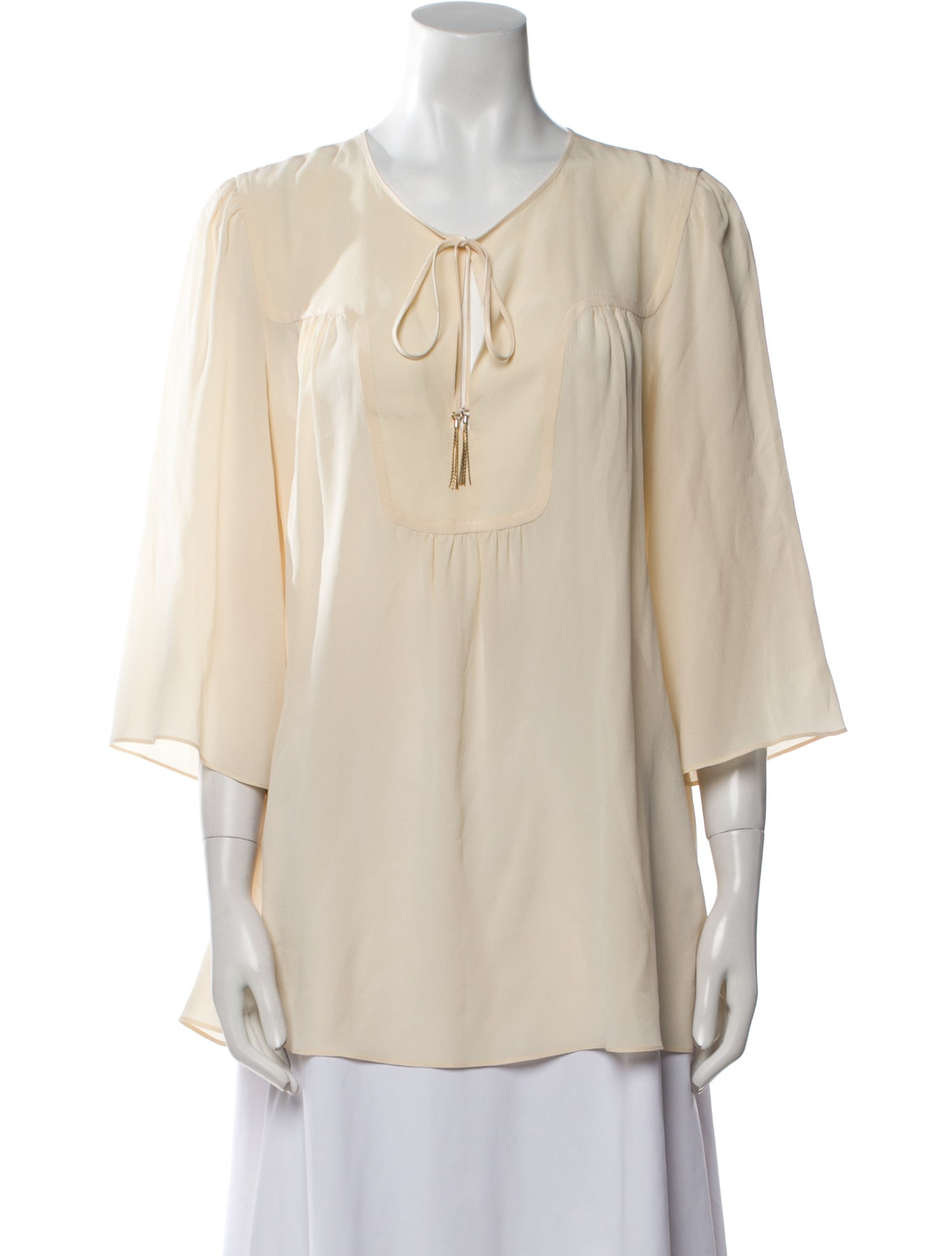 Max Mara Studio V-Neck Three-Quarter Sleeve Blouse
