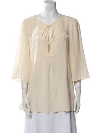 Max Mara Studio V-Neck Three-Quarter Sleeve Blouse