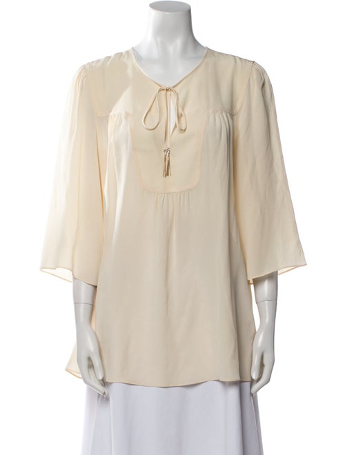 Max Mara Studio V-Neck Three-Quarter Sleeve Blouse