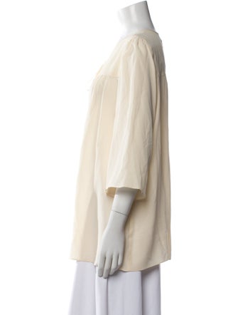 Max Mara Studio V-Neck Three-Quarter Sleeve Blouse