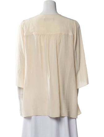 Max Mara Studio V-Neck Three-Quarter Sleeve Blouse