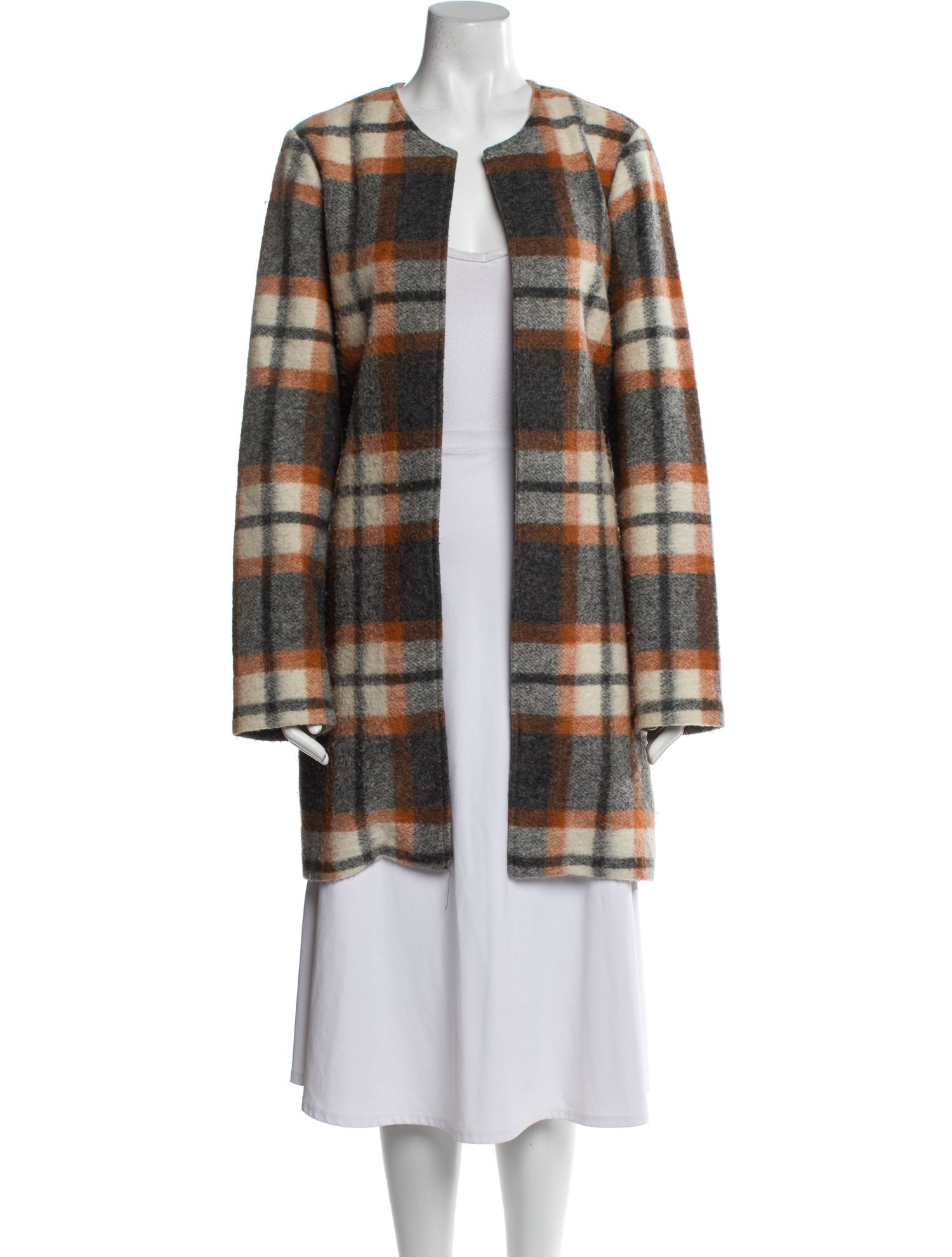 Max Studio Wool Plaid Print Evening Jacket
