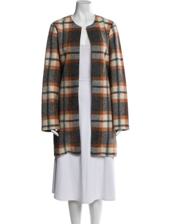 Max Studio Wool Plaid Print Evening Jacket