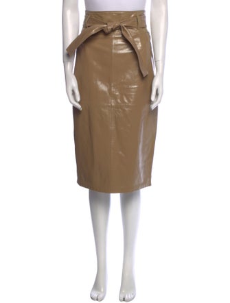 Max Mara Studio Lamb Leather Midi Length Skirt