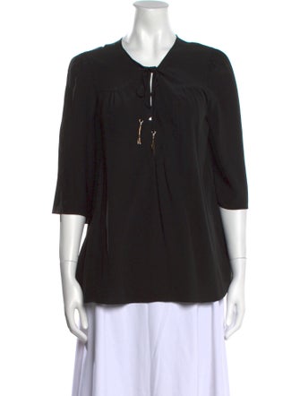 Max Mara Studio Crew Neck Three-Quarter Sleeve Blouse
