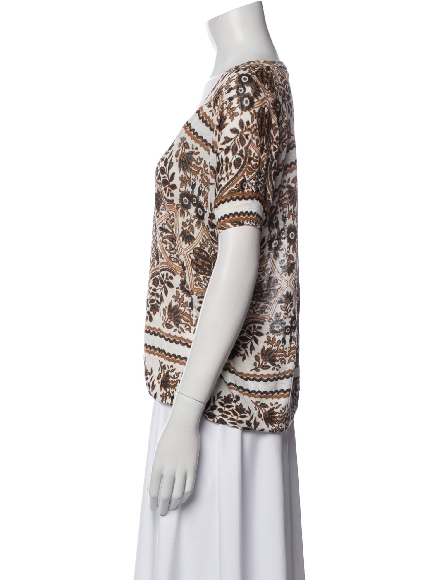 Max Mara Studio Printed V-Neck Top