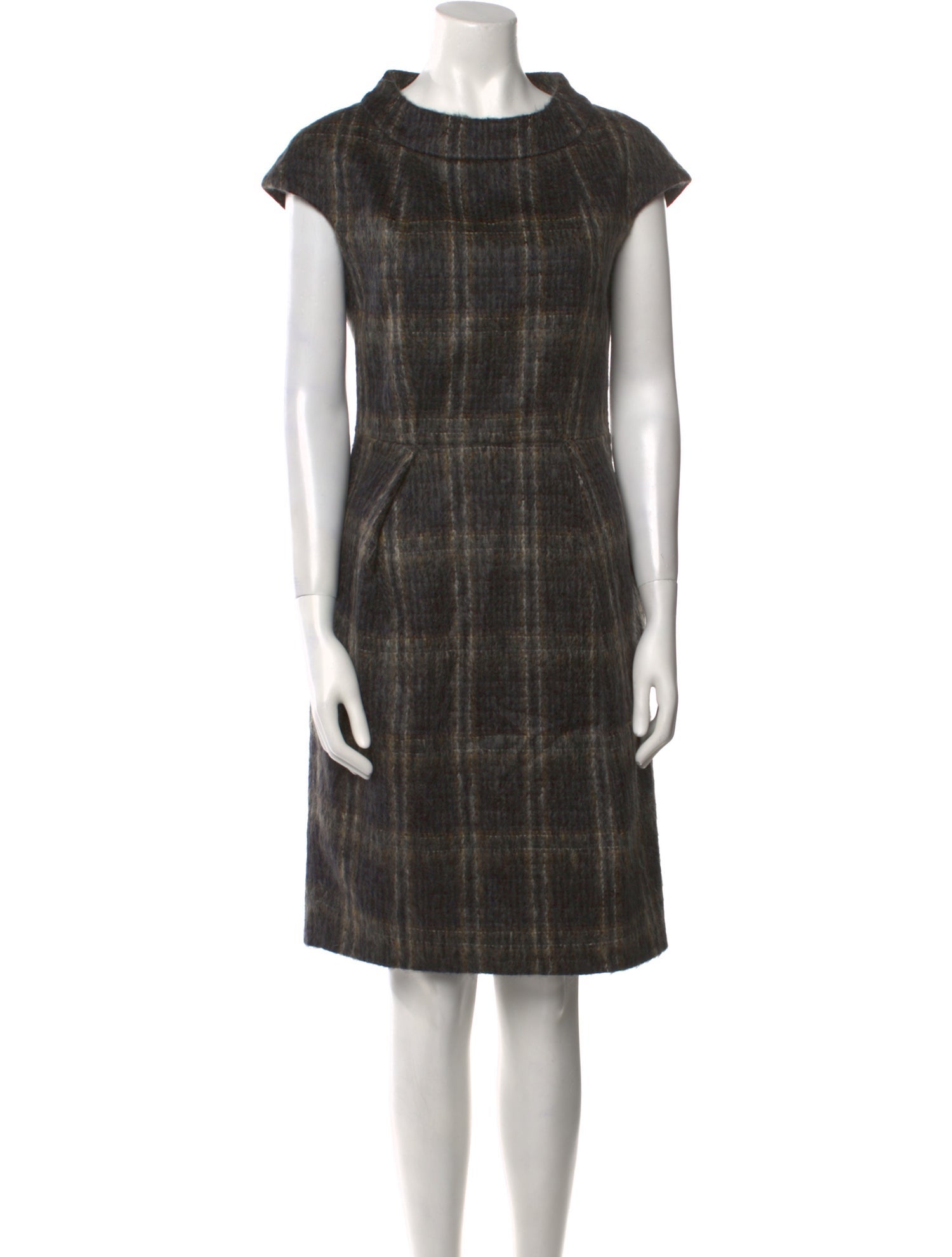 Max Mara Studio Plaid Print Knee-Length Dress