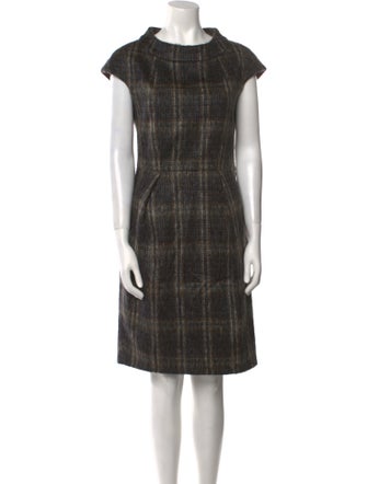 Max Mara Studio Plaid Print Knee-Length Dress