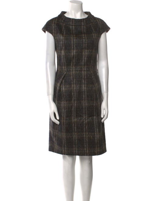 Max Mara Studio Plaid Print Knee-Length Dress