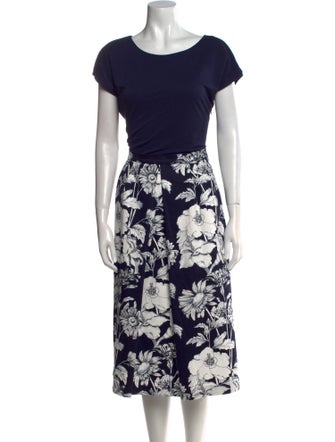 Max Mara Studio Floral Print Midi Length Dress
