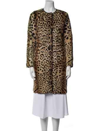 Max Mara Studio Fur Animal Print Faux Fur Coat