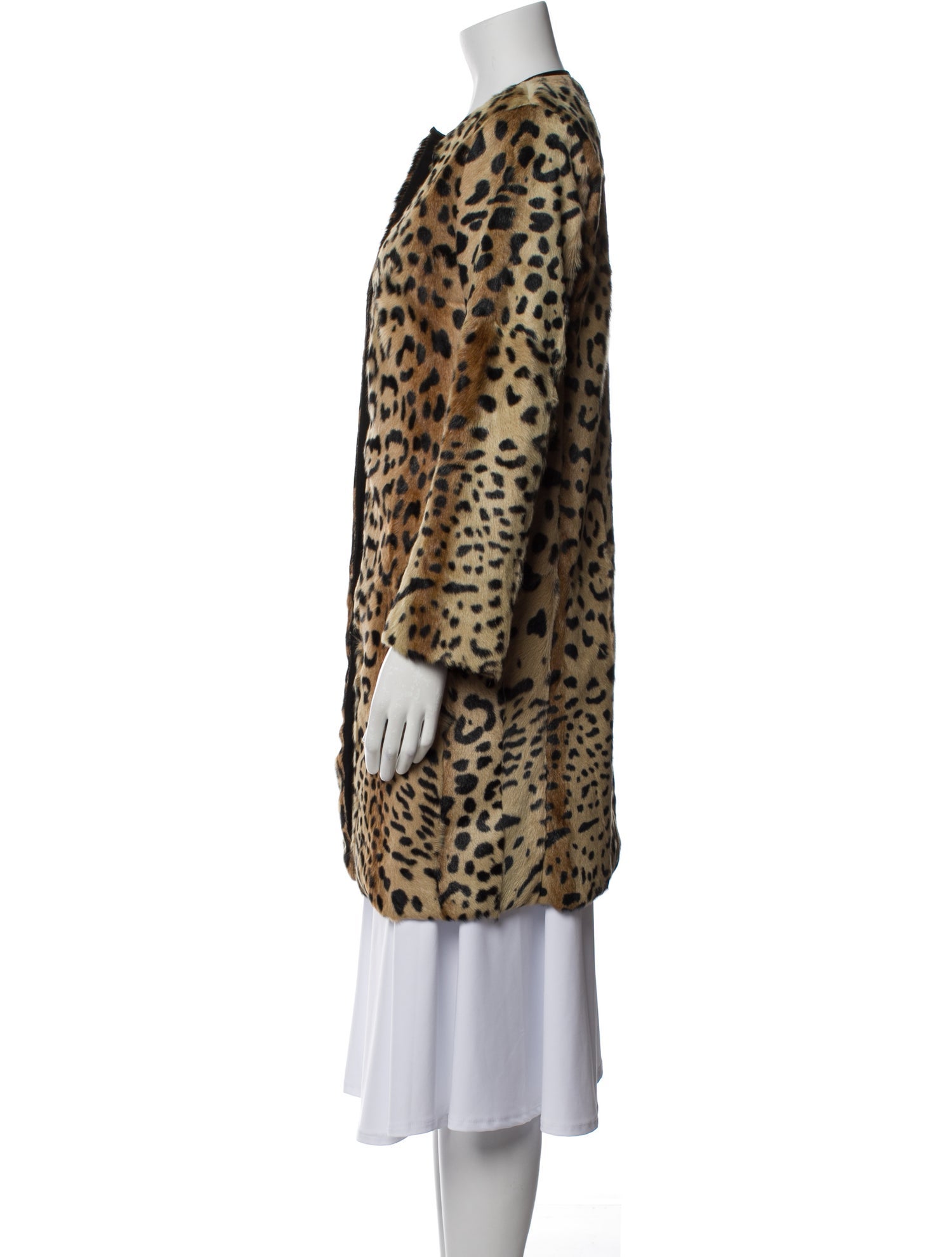 Max Mara Studio Fur Animal Print Faux Fur Coat