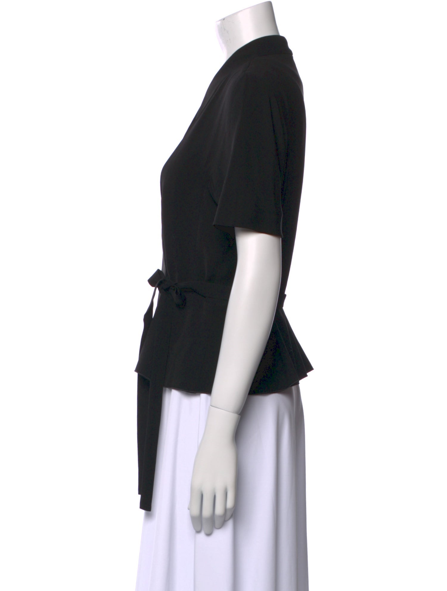 Max Mara Studio V-Neck Short Sleeve Button-Up Top