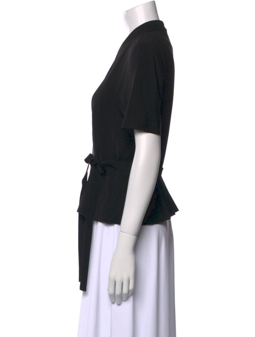 Max Mara Studio V-Neck Short Sleeve Button-Up Top