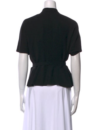 Max Mara Studio V-Neck Short Sleeve Button-Up Top