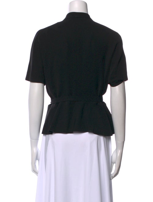 Max Mara Studio V-Neck Short Sleeve Button-Up Top