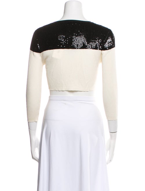 Max Mara Studio Scoop Neck Three-Quarter Sleeve Crop Top