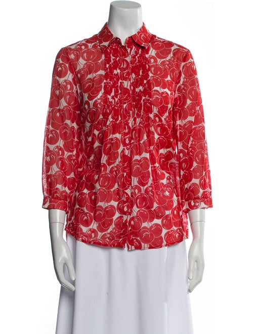 Max Mara Studio Floral Print Three-Quarter Sleeve Blouse