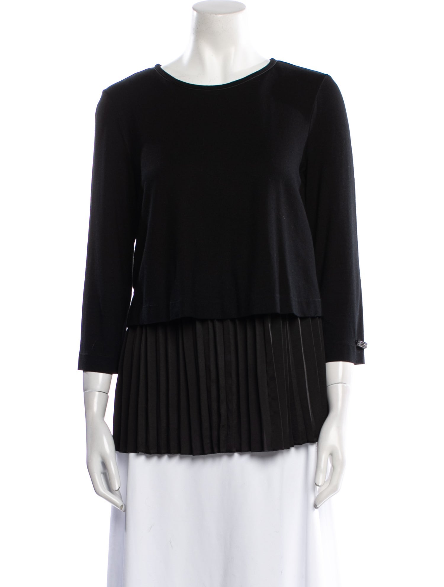 Max Mara Studio Bateau Neckline Three-Quarter Sleeve Blouse