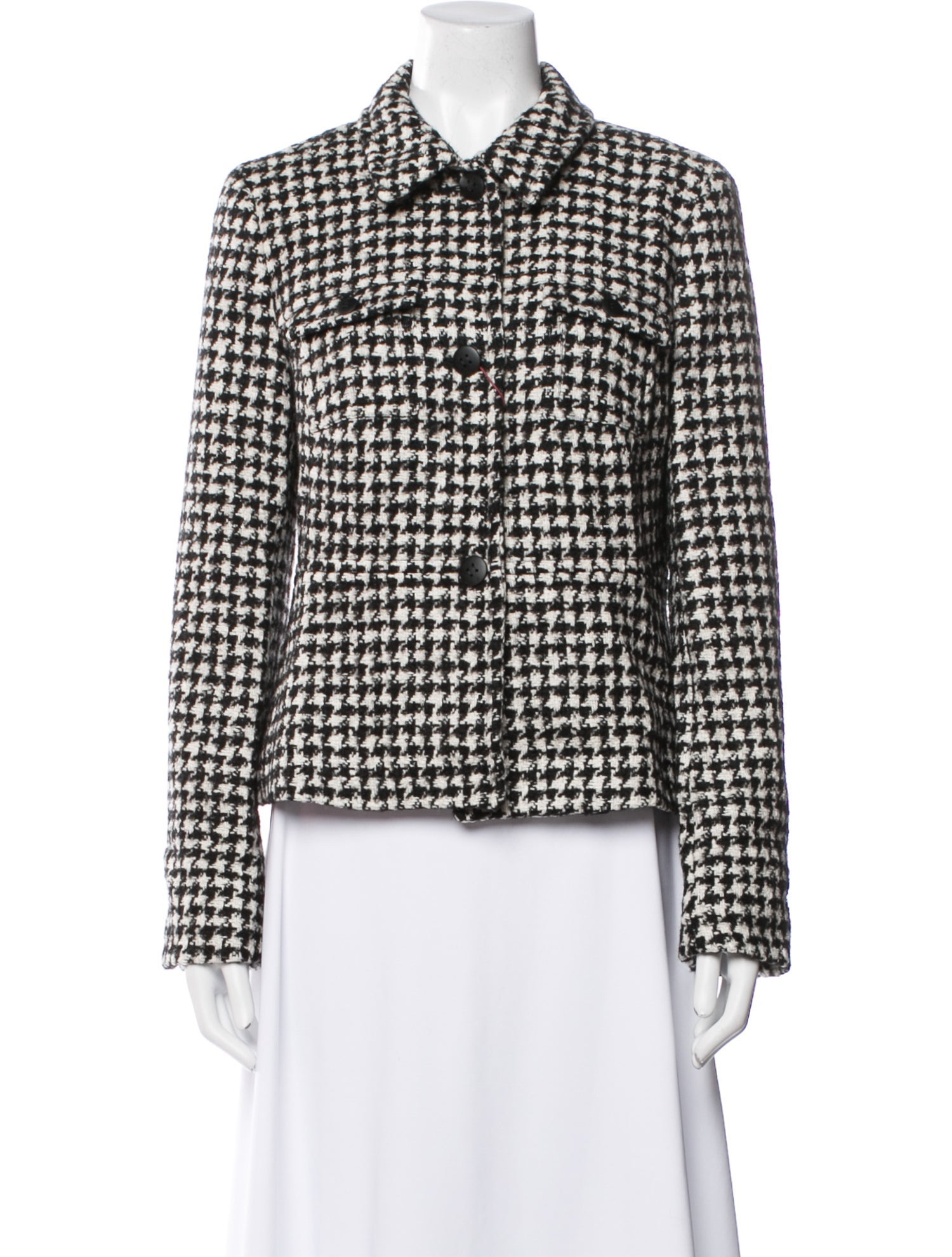 Max Mara Studio Virgin Wool Houndstooth Print Evening Jacket