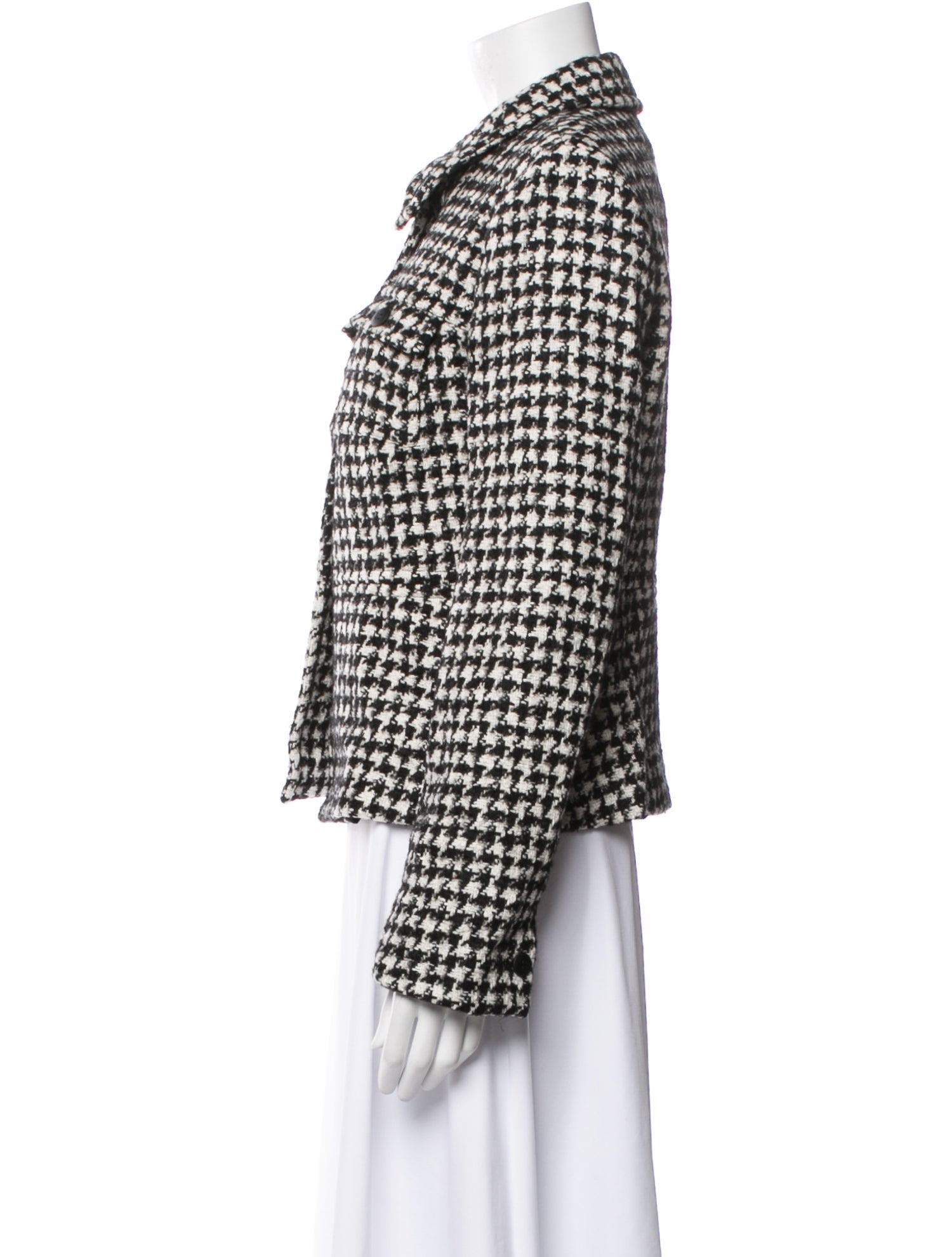 Max Mara Studio Virgin Wool Houndstooth Print Evening Jacket