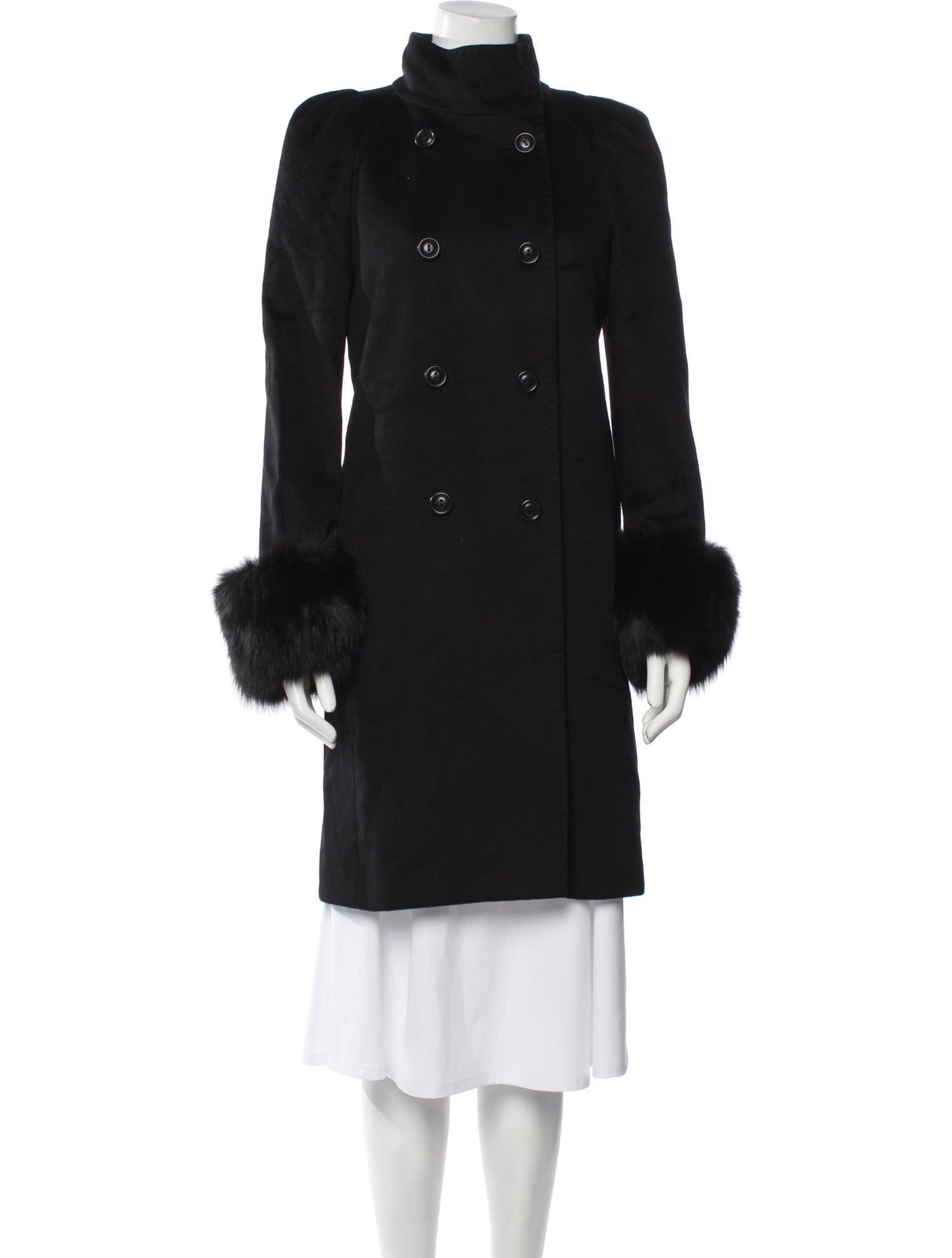 Max Mara Studio Virgin Wool Faux Fur Coat
