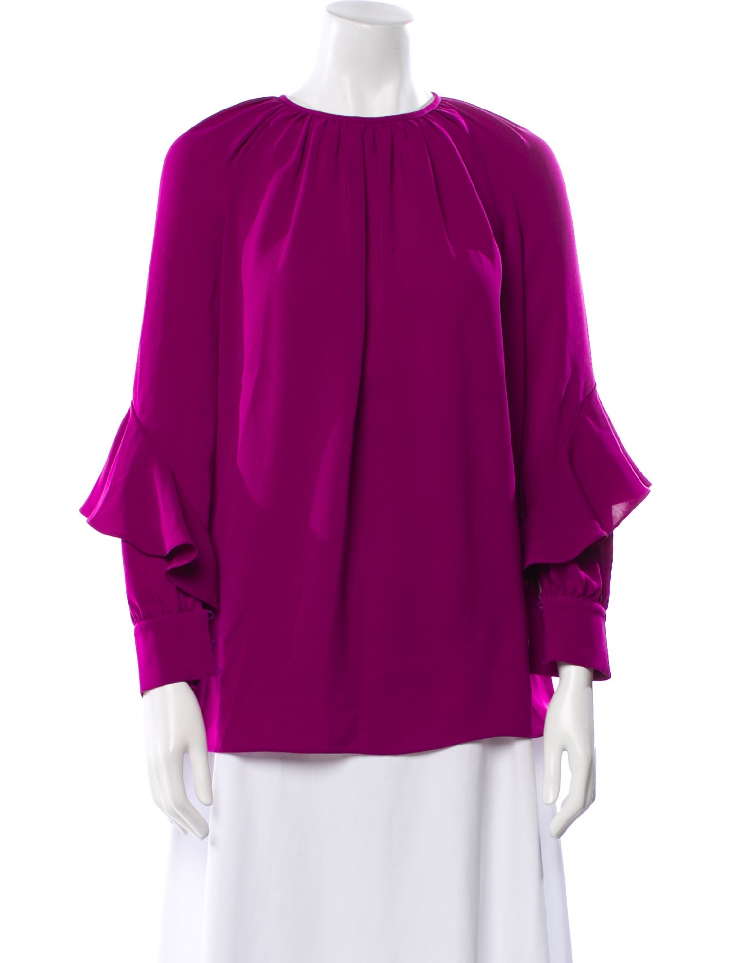 Max Mara Studio Crew Neck Three-Quarter Sleeve Blouse