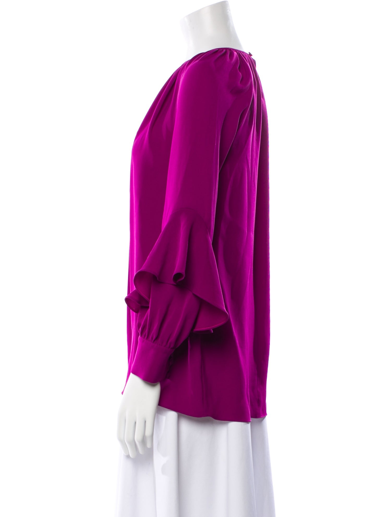 Max Mara Studio Crew Neck Three-Quarter Sleeve Blouse