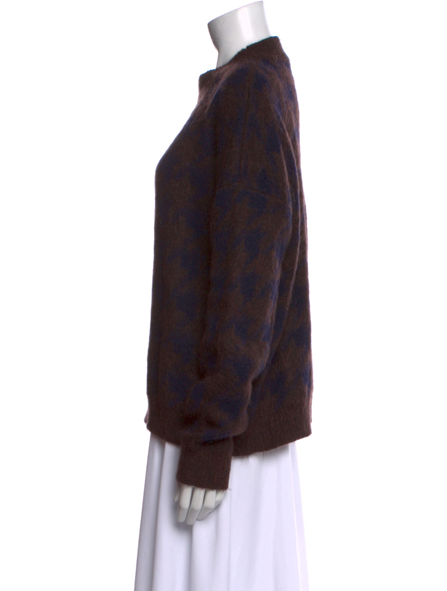 Max Mara Studio Plaid Print Crew Neck Sweater