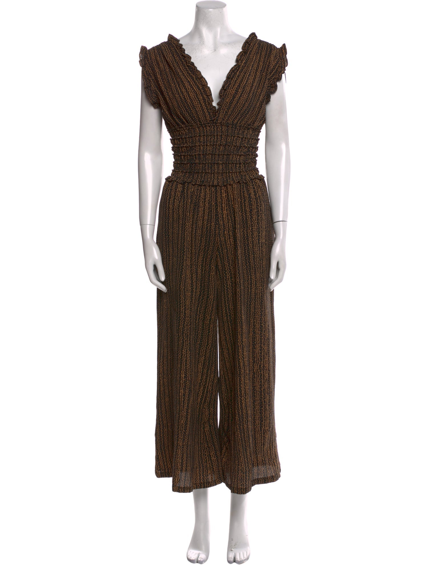 Max Mara Studio Printed V-Neck Jumpsuit