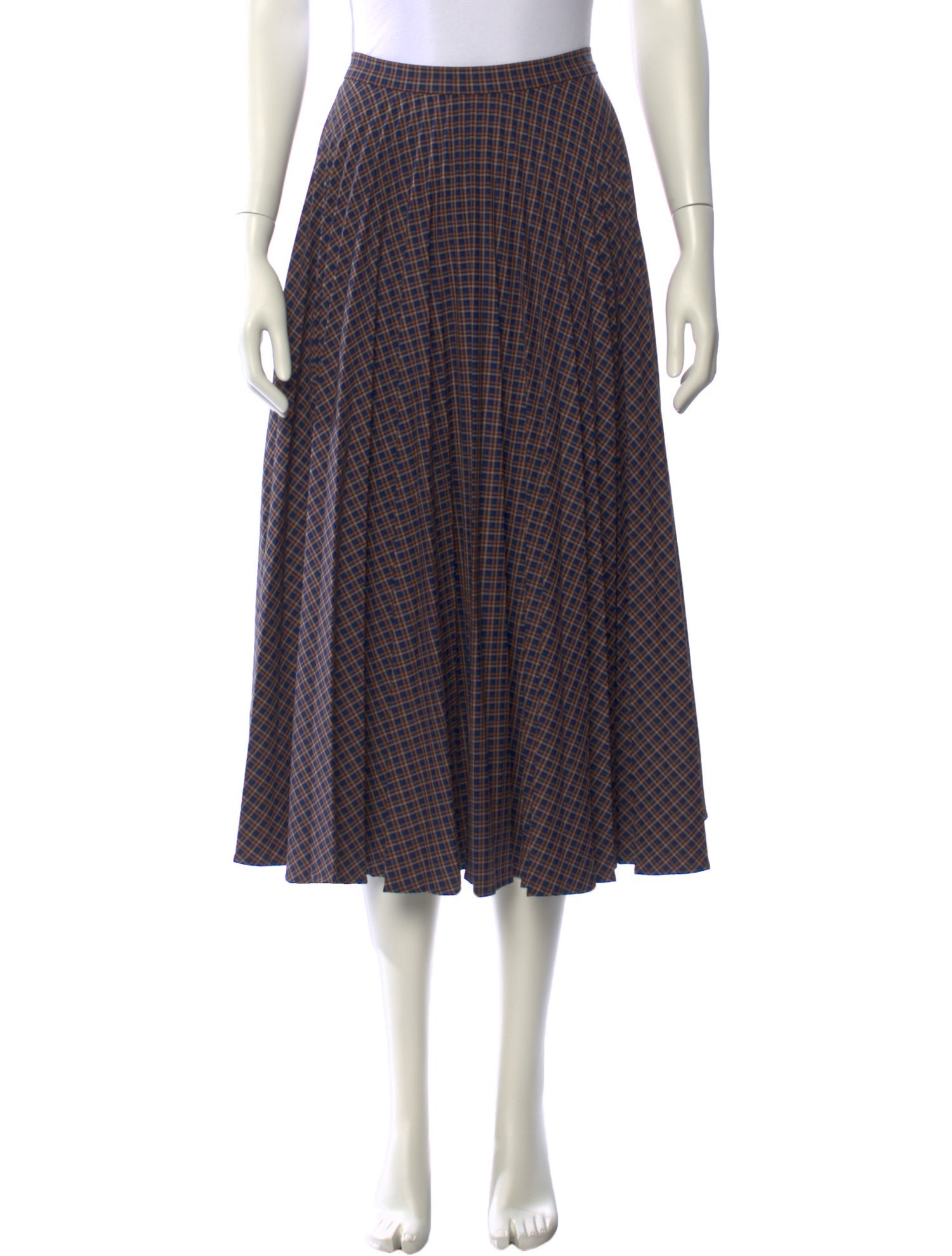 Max Mara Studio Plaid Print Midi Length Skirt
