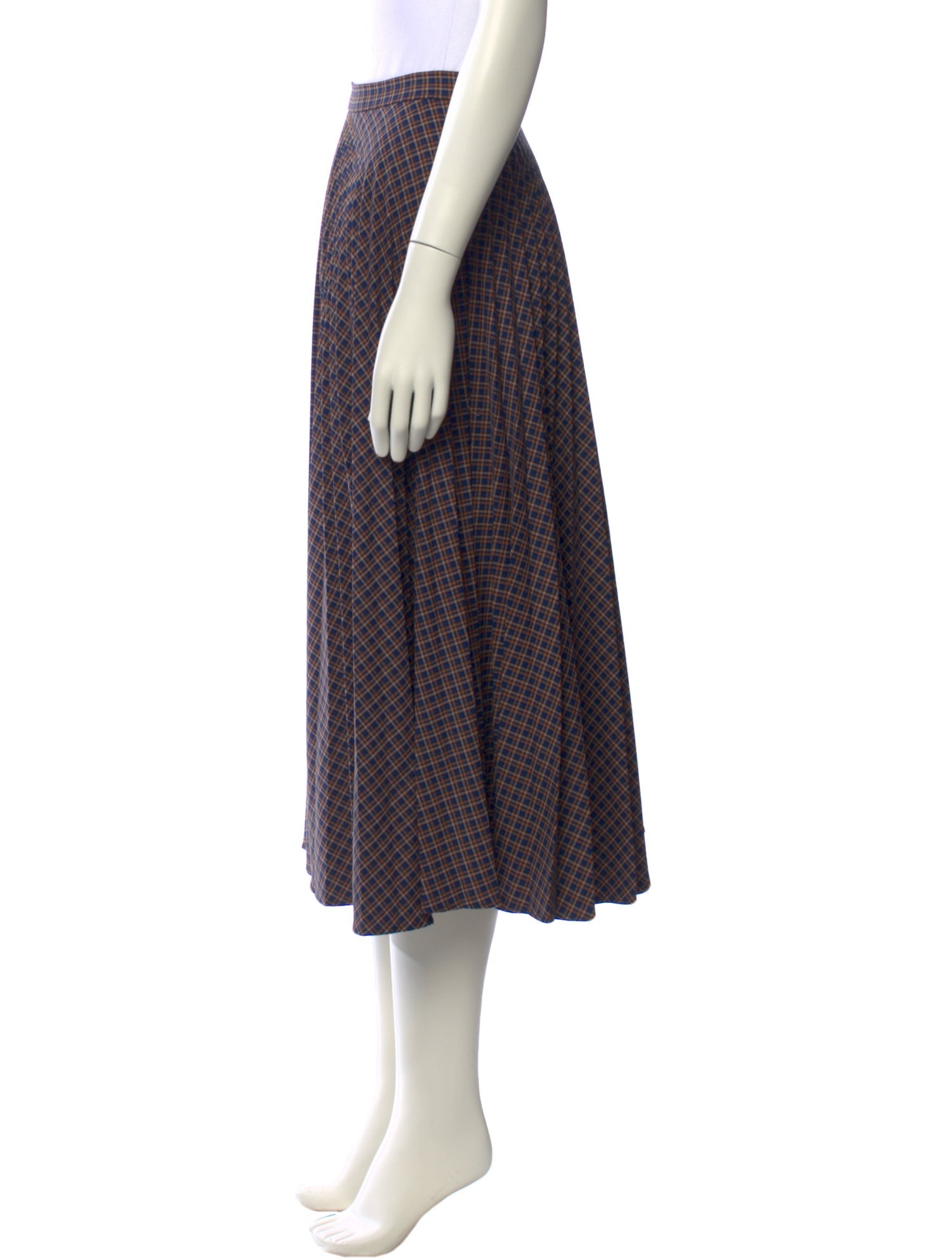 Max Mara Studio Plaid Print Midi Length Skirt