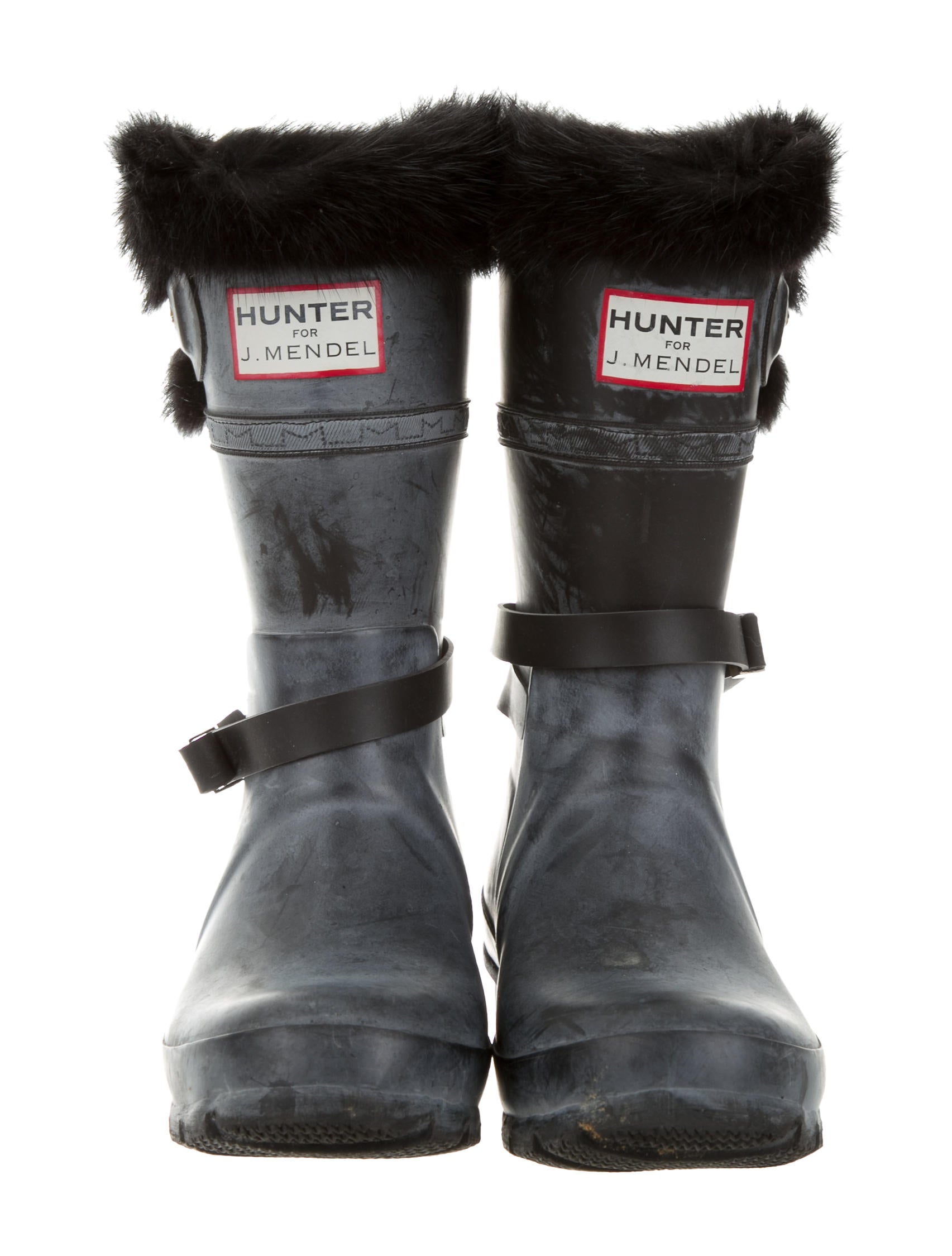 Hunter x J. Mendel FurTrimmed Rain Boots Shoes WMNDL20002 The