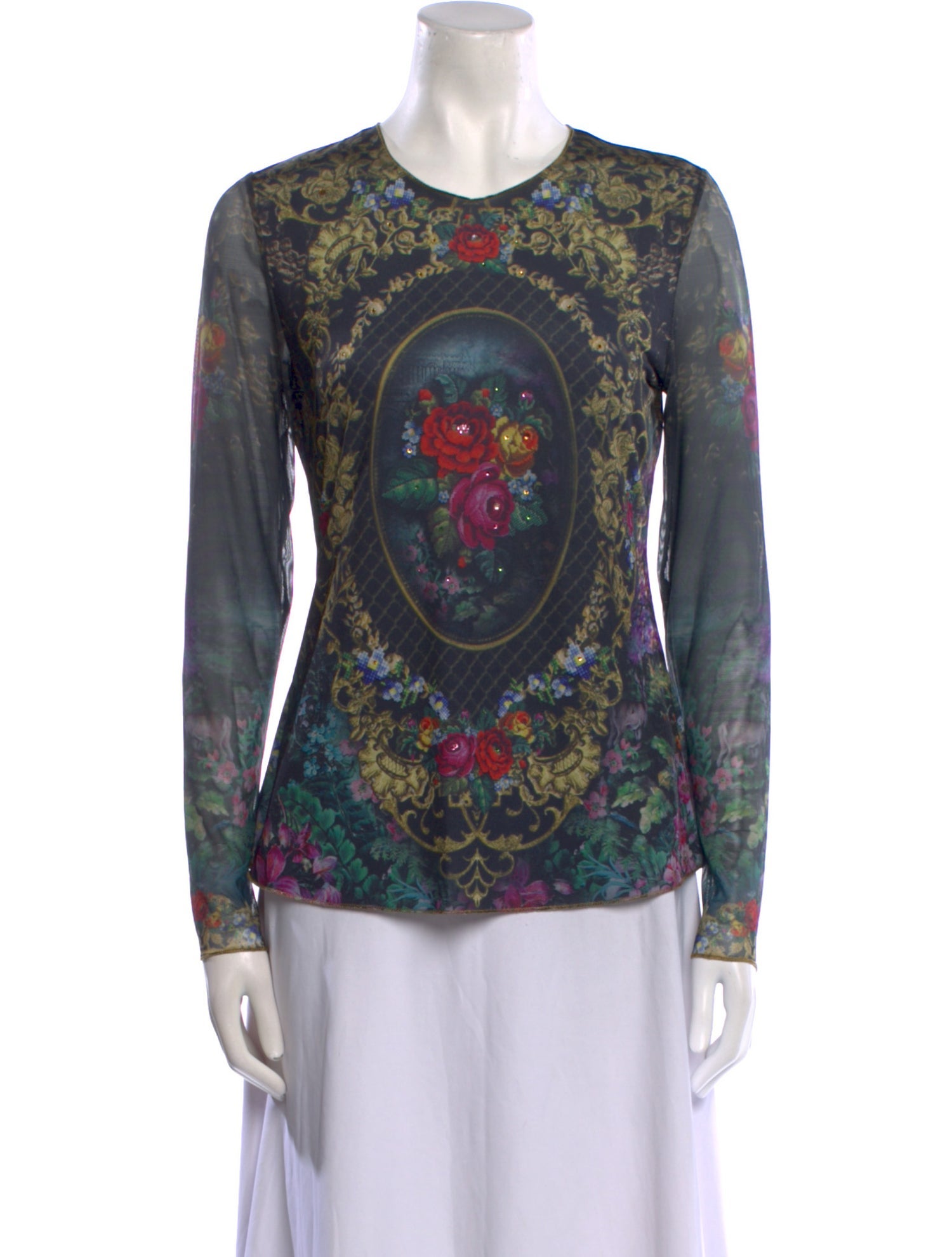 Michal Negrin Floral Print Crew Neck Blouse