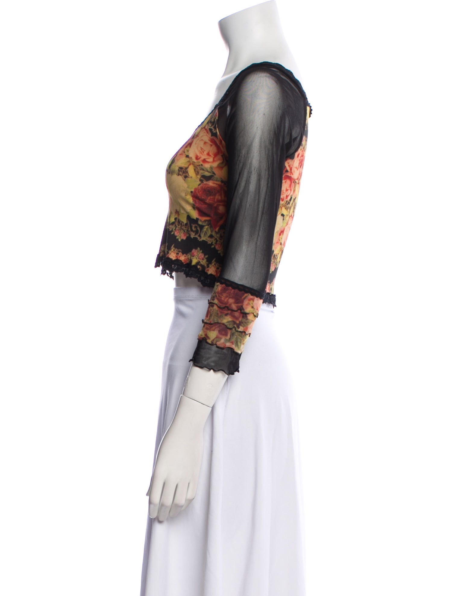 Michal Negrin Floral Print Scoop Neck Crop Top