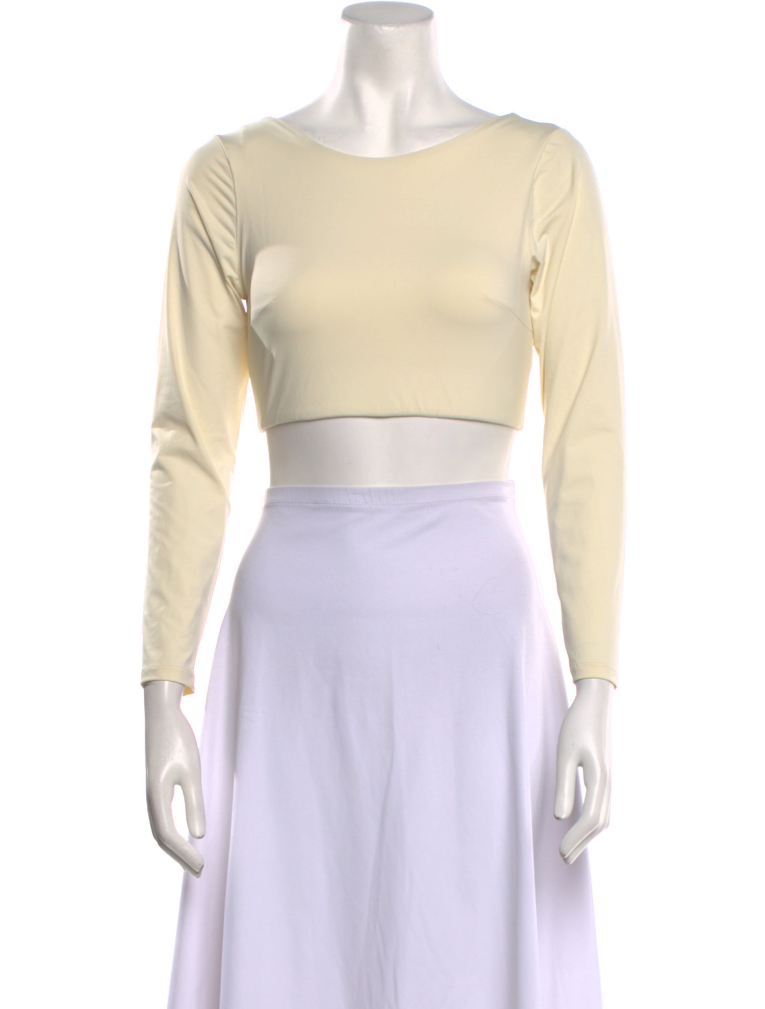 Manola Bateau Neckline Three-Quarter Sleeve Crop Top